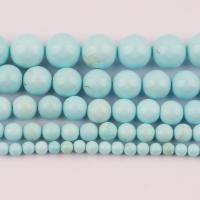 Türkis Perlen, Magnesit, rund, poliert, DIY & verschiedene Größen vorhanden, verkauft per ca. 40 cm Strang