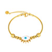 Evil Eye Jewelry Bracelet 304 Stainless Steel with 5cm extender chain Vacuum Ion Plating fashion jewelry & evil eye pattern & for woman & enamel golden nickel lead & cadmium free Length 17 cm Sold By PC