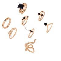 Zinc Alloy Ring Set Vacuum Ion Plating 10 pieces & fashion jewelry & for woman & with cubic zirconia two different colored Sold By Set