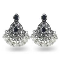 Zinc Alloy Drop Earrings with Plastic Pearl plated fashion jewelry & for woman & with rhinestone 47mm Sold By Pair