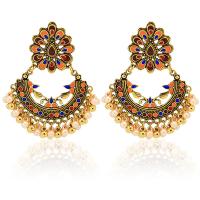Zinc Alloy Drop Earrings with Plastic Pearl plated fashion jewelry & for woman & enamel multi-colored Sold By Pair