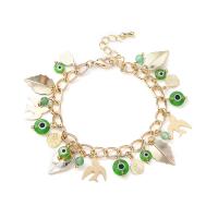 Bracelet Evil Eye bijoux, laiton, avec pierrecaillou & verre & fer, Placage de couleur d'or, bijoux de mode & pour femme, deux couleurs différentes, Vendu par 16.5 cm brin
