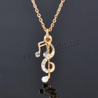 Brass Necklace with 5cm extender chain Music Note plated fashion jewelry & for woman & with rhinestone nickel lead & cadmium free Length Approx 37 cm Sold By PC