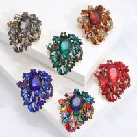 Tibetan Style Brooches, with Crystal, gold color plated, vintage & fashion jewelry & for woman, more colors for choice, nickel, lead & cadmium free, 56x71mm, Sold By PC