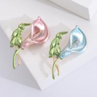 Zinc Alloy Brooches Flower gold color plated fashion jewelry & for woman & enamel & with rhinestone nickel lead & cadmium free Sold By PC