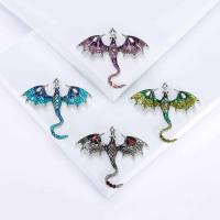Zinc Alloy Brooches Dinosaur silver color plated fashion jewelry & for woman & enamel & with rhinestone nickel lead & cadmium free Sold By PC