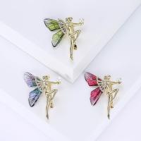Tibetan Style Brooches, with Plastic Pearl & Acrylic, Girl, gold color plated, fashion jewelry & for woman & with rhinestone, more colors for choice, nickel, lead & cadmium free, 48x55mm, Sold By PC