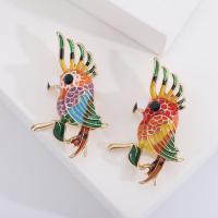 Tibetan Style Brooches, Parrot, gold color plated, fashion jewelry & for woman & enamel & with rhinestone, more colors for choice, nickel, lead & cadmium free, 30x48mm, Sold By PC