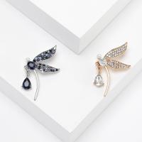 Zinklegierung Broschen, mit Kunststoff Perlen, Libelle, plattiert, Modeschmuck & für Frau & mit Strass, keine, frei von Nickel, Blei & Kadmium, 43x44mm, verkauft von PC