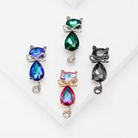 Zinc Alloy Brooches with Crystal Cat plated fashion jewelry & for woman & with rhinestone nickel lead & cadmium free Sold By PC