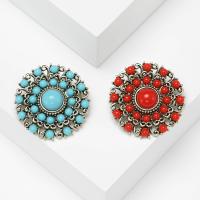 Tibetan Style Brooches, with Acrylic, Round, gold color plated, fashion jewelry & for woman, more colors for choice, nickel, lead & cadmium free, 35x35mm, Sold By PC
