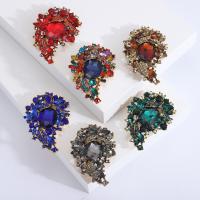 Tibetan Style Brooches, with Crystal, gold color plated, vintage & fashion jewelry & for woman & with rhinestone, more colors for choice, nickel, lead & cadmium free, 53x78mm, Sold By PC