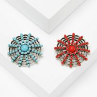 Tibetan Style Brooches, with Acrylic, gold color plated, vintage & fashion jewelry & for woman & hollow, more colors for choice, nickel, lead & cadmium free, 37x37mm, Sold By PC
