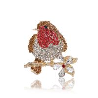 Zinc Alloy Brooches Bird gold color plated fashion jewelry & for woman & with rhinestone mixed colors nickel lead & cadmium free Sold By PC