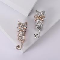 Zinc Alloy Brooches Cat plated fashion jewelry & for woman & with rhinestone nickel lead & cadmium free Sold By PC