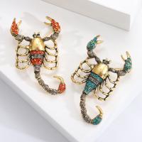 Tibetan Style Brooches, Scorpion, gold color plated, fashion jewelry & for woman & with rhinestone, more colors for choice, nickel, lead & cadmium free, 31x50mm, Sold By PC