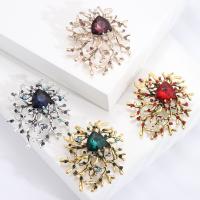 Tibetan Style Brooches, with Crystal, Flower, plated, fashion jewelry & for woman & with rhinestone, more colors for choice, nickel, lead & cadmium free, 53x60mm, Sold By PC