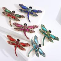 Tibetan Style Brooches, Dragonfly, gold color plated, fashion jewelry & for woman & with rhinestone, more colors for choice, nickel, lead & cadmium free, 104x65mm, Sold By PC