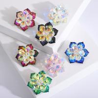 Zinklegierung Broschen, mit Kristall, Blume, silberfarben plattiert, Modeschmuck & für Frau & facettierte, keine, frei von Nickel, Blei & Kadmium, 39x46mm, verkauft von PC