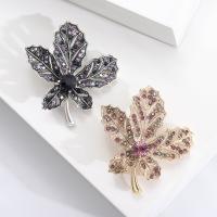 Zinc Alloy Brooches Maple Leaf plated fashion jewelry & for woman & with rhinestone nickel lead & cadmium free Sold By PC