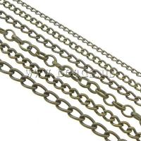 Iron Šperky řetěz, Železo, starožitné bronzové barvy á, smíšený, nikl, olovo a kadmium zdarma, 2.5-5.8x1.5-3.5x0.4-0.9mm, 5KG/Lot, Prodáno By Lot
