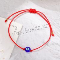 Evil Eye Jewelry Bracelet, Glass, with leather cord, handmade, Length Adjustable & fashion jewelry & Unisex & different styles for choice, more colors for choice, Length:Approx 16-30 cm, Sold By PC
