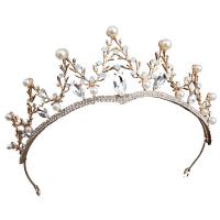 Bridal Tiaras Zinc Alloy with Crystal & Plastic Pearl gold color plated fashion jewelry & for woman & with rhinestone golden nickel lead & cadmium free Inner Approx 130mm Length 33 cm Sold By PC