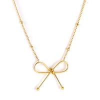 Stainless Steel Jewelry Necklace 304 Stainless Steel with 1.97inch extender chain Bowknot Vacuum Ion Plating fashion jewelry & for woman golden Sold Per Approx 12.6 Inch Strand