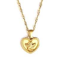 Stainless Steel Jewelry Necklace, 304 Stainless Steel, with 1.97inch extender chain, Heart, Vacuum Ion Plating, fashion jewelry & for woman, golden, 17x15mm, Sold Per Approx 16.54 Inch Strand