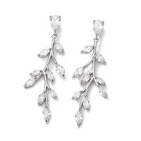 Brass Drop Earring Branch plated & micro pave cubic zirconia & for woman nickel lead & cadmium free Sold By Pair
