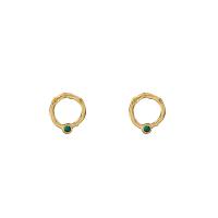 Brass Stud Earring with Cubic Zirconia Donut gold color plated for woman & hollow nickel lead & cadmium free 15mm Sold By Pair