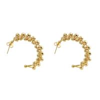 Boucles d'oreilles pendantes en laiton, Placage de couleur d'or, bijoux de mode & pavé de micro zircon & pour femme, protéger l'environnement, sans nickel, plomb et cadmium, 38x35x4mm, Vendu par paire