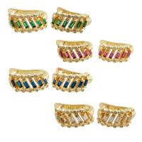 Brass Stud Earring, gold color plated, fashion jewelry & micro pave cubic zirconia & for woman, more colors for choice, nickel, lead & cadmium free, 13x16x3mm, Sold By Pair