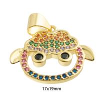 Cubic Zirconia Micro Pave Brass Pendant Animal gold color plated cute & fashion jewelry & micro pave cubic zirconia mixed colors nickel lead & cadmium free Sold By PC