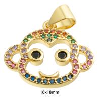 Cubic Zirconia Micro Pave Brass Pendant, Animal, gold color plated, cute & fashion jewelry & micro pave cubic zirconia, mixed colors, nickel, lead & cadmium free, 16x18x2mm, Sold By PC
