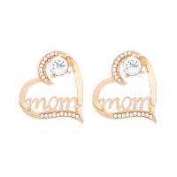 Zinc Alloy Stud Earring with Plastic Pearl Heart plated fashion jewelry & with rhinestone golden nickel lead & cadmium free Sold By Pair