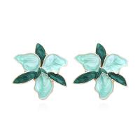 Zinc Alloy Stud Earring Flower plated fashion jewelry & enamel nickel lead & cadmium free Sold By Pair