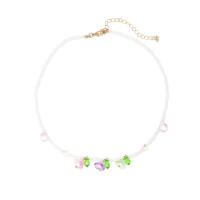 Resin Necklace with Glass Beads & Seedbead with 7cm extender chain fashion jewelry multi-colored Length 40 cm Sold By PC