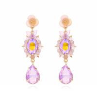 Zinc Alloy Drop Earrings with Resin Teardrop plated fashion jewelry & with rhinestone nickel lead & cadmium free Sold By Pair