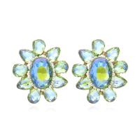 Tibetan Style Stud Earring, Flower, plated, fashion jewelry & with rhinestone, more colors for choice, nickel, lead & cadmium free, 26x30mm, Sold By Pair