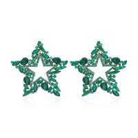 Tibetan Style Stud Earring, Star, plated, fashion jewelry & with rhinestone, more colors for choice, nickel, lead & cadmium free, 50x50mm, Sold By Pair
