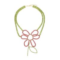 Tibetan Style Jewelry Necklace, with 6cm extender chain, Flower, plated, fashion jewelry & with rhinestone, multi-colored, nickel, lead & cadmium free, Length:41 cm, Sold By PC