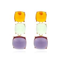 Tibetan Style Drop Earrings, with Resin, Square, plated, fashion jewelry, more colors for choice, nickel, lead & cadmium free, 25x65mm, Sold By Pair