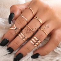 Zinc Alloy Ring Set plated 8 pieces & Adjustable & for woman nickel lead & cadmium free Sold By Set