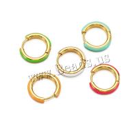 Stainless Steel Hoop Earring, 304 Stainless Steel, Vacuum Ion Plating, fashion jewelry & for woman & enamel, more colors for choice, 12*3mm, 2Pairs/Bag, Sold By Bag