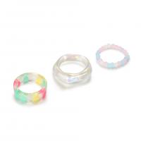 Resin Finger Ring, three pieces & fashion jewelry & for woman, multi-colored, Sold By Set