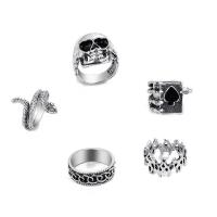سبائك الزنك خاتم مجموعة, لون الفضة مطلي, مجوهرات الموضة & أنماط مختلفة للاختيار & للمرأة & مينا, فضة, تباع بواسطة تعيين
