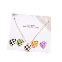 Zinc Alloy Jewelry Necklace with 7.5cm extender chain gold color plated 5 pieces & fashion jewelry & for woman & enamel multi-colored 18mm Length 47.5 cm Sold By Set