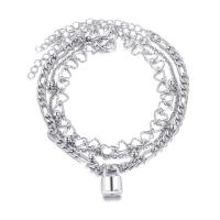 Zinkové slitiny šperku, Zinek, s 7cm extender řetězce, barva stříbrná á, tři kusy & módní šperky & pro ženy, stříbro, Délka 23.5 cm, Prodáno By nastavit