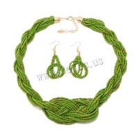 Seedbead Jewelry Set earring & necklace with Zinc Alloy with 7cm extender chain gold color plated fashion jewelry & for woman Length 45 cm Sold By Set